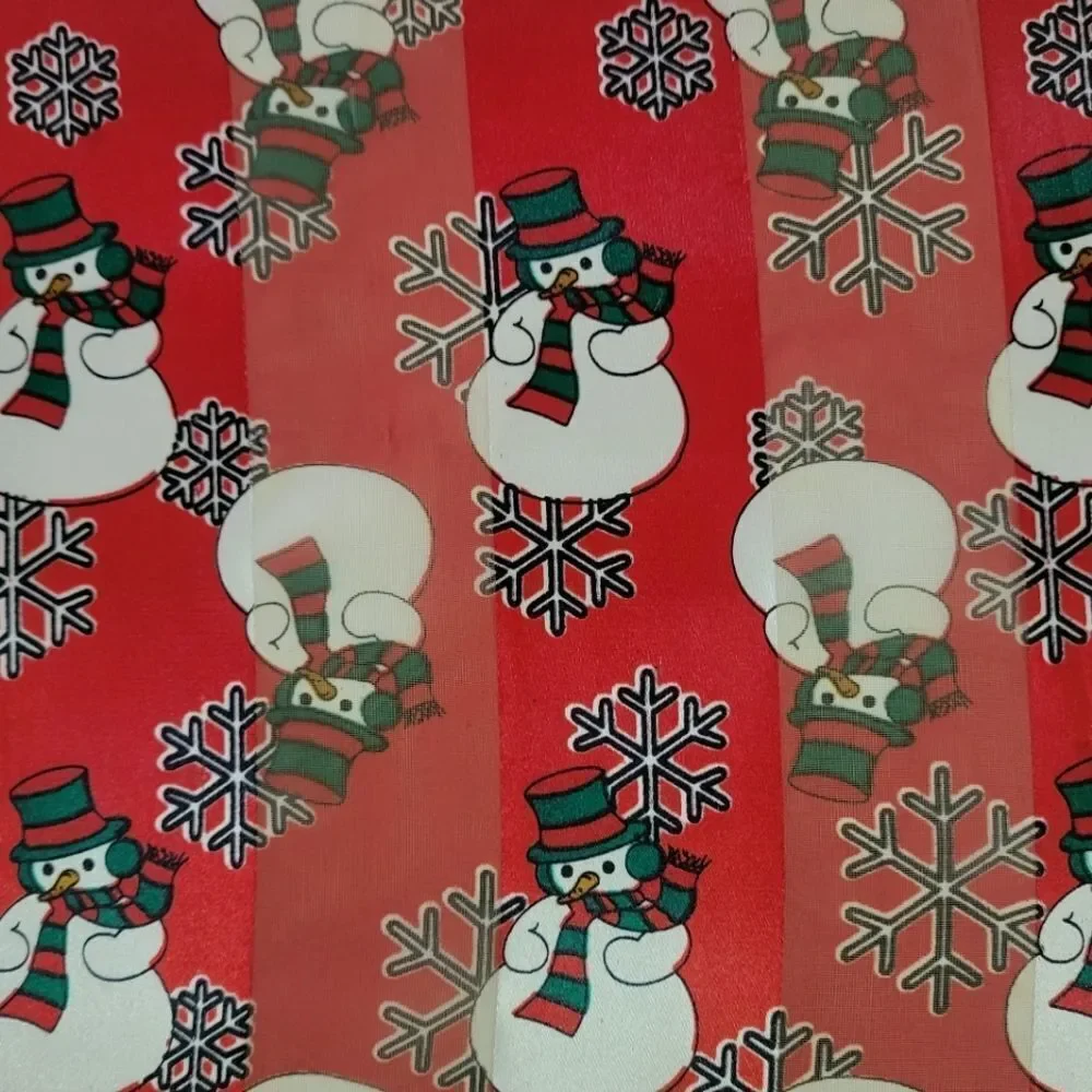 Silk Feel Red And White Snowman Oblong Scarf